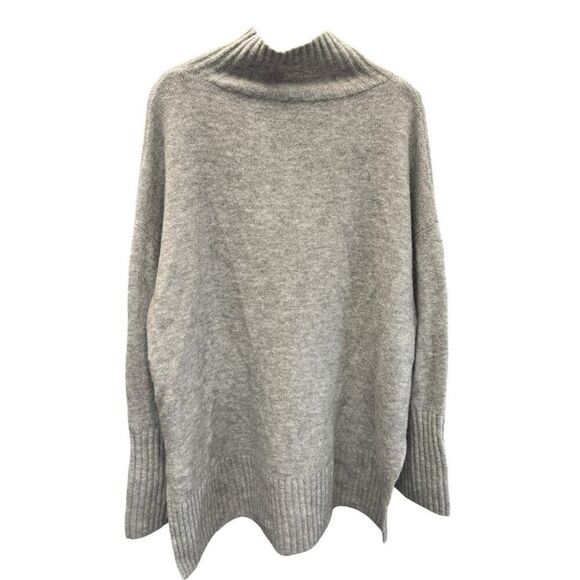 & Other Stories Gray Wool Mohair Blend Turtleneck Sweater Ribbed Hem Size L - Picture 4 of 9